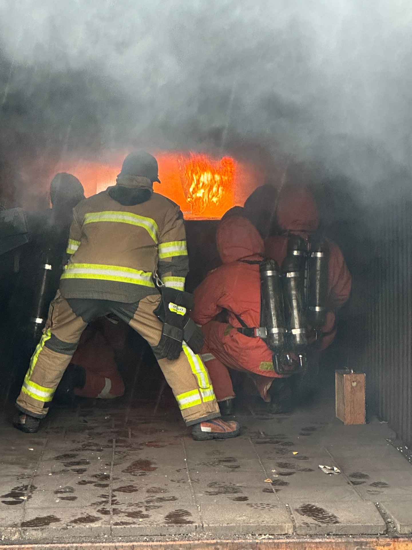 Brandförloppsförevisning med rökskydd